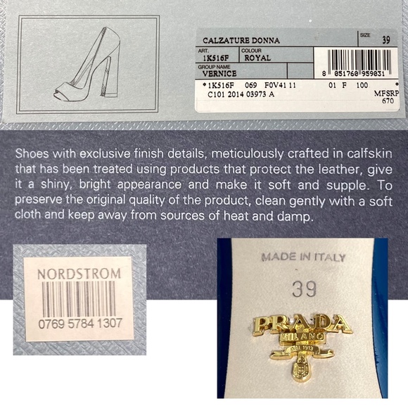 SOLD $$$ PRADA 39 Patent Leather CALZATURE DONNA VERNICE 4" Heel Open toe Pump - Picture 12 of 12